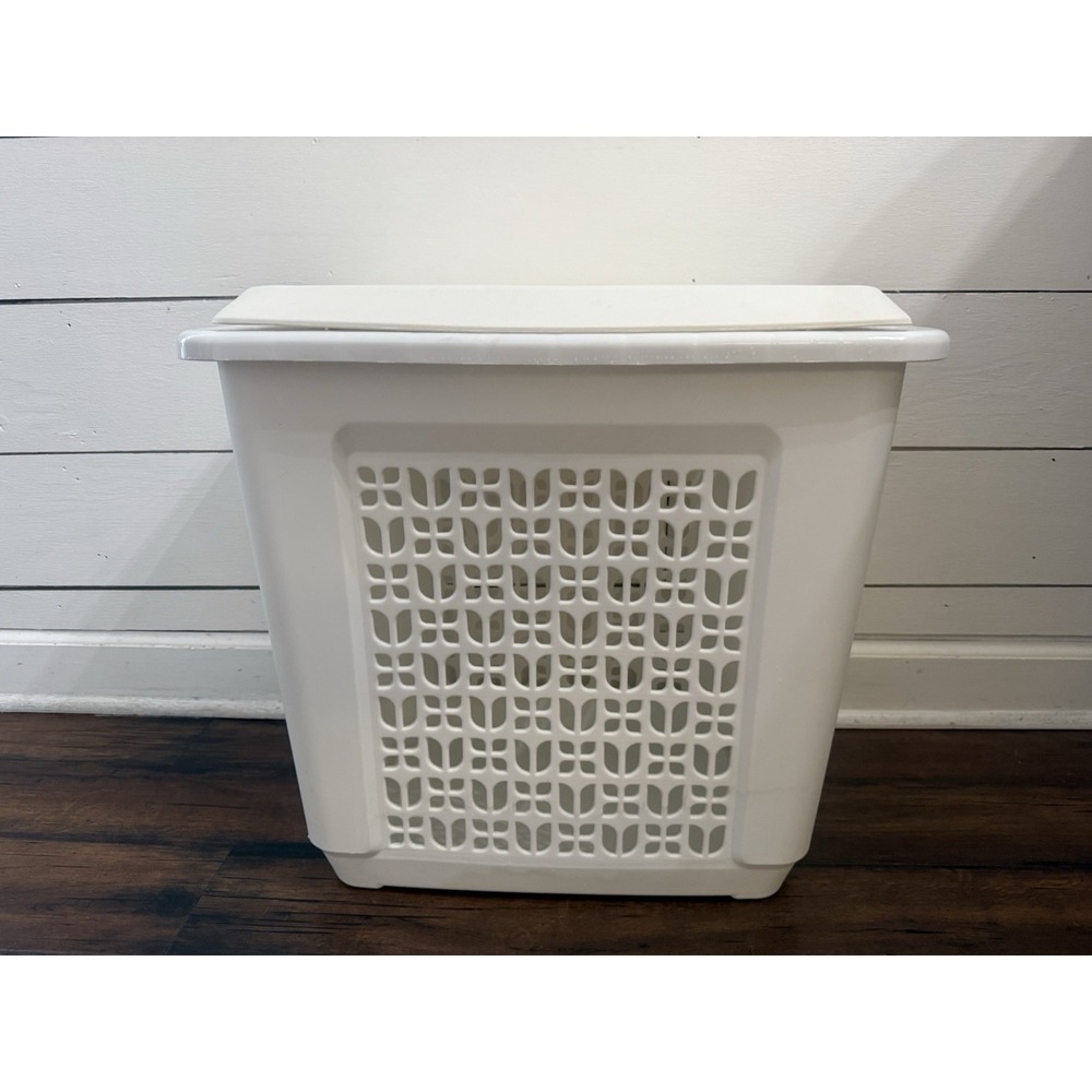 Vintage Laundry Hamper Basket‎ with Lid Tulip Floral Rubbermaid 2787